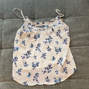 Abercrombie & Fitch White and Blue Floral Tank Top